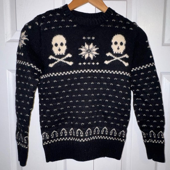 Polo Ralph Lauren Black and Cream Skull Sweater - Picture 1 of 5